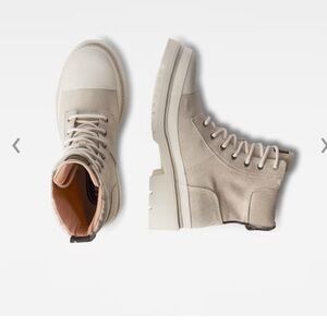 G-Star Women’s Aefon Lace Up Combat Boots Beige Ecru